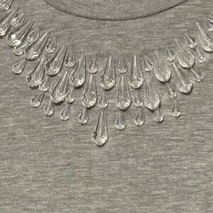 Lele Sadoughi Elegant Gray Embellished Women's T-shirt Top